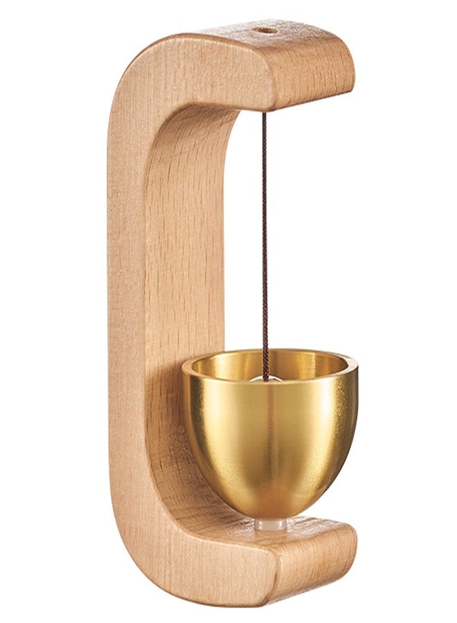 TRUSHALI PRESENT Wooden Hanging Bell Chime with Metal Bowl, Compact Decorative Door Bell - Image 1